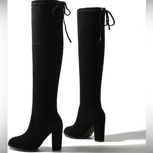 Call It Spring Over the Knee Boots Black Block Heel 8 NWOB